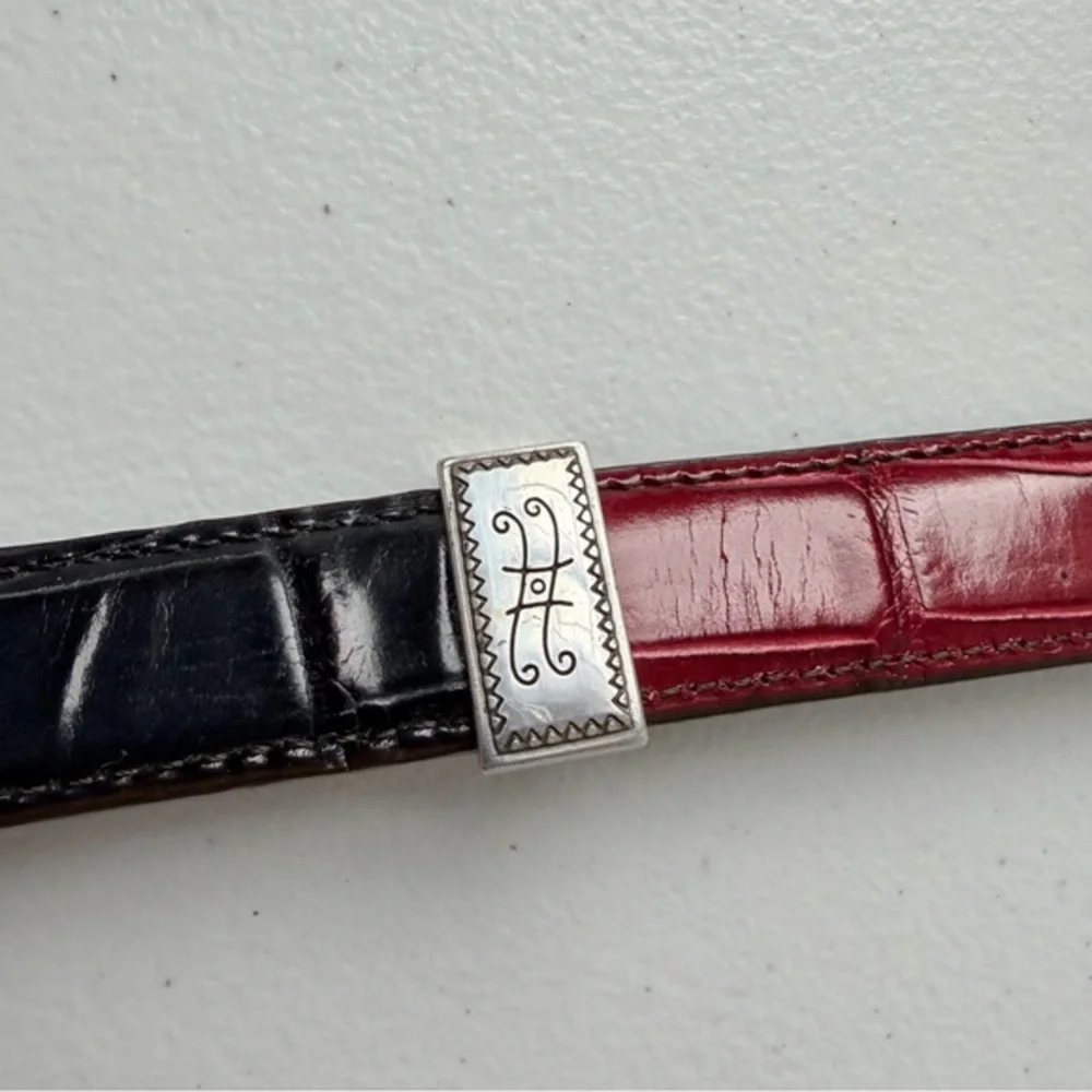 Multicolor Segmented Belt Black Brown Tan‎ Red Alligator Silver Hardware 30